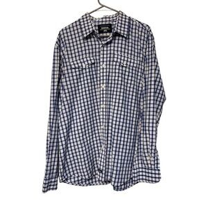 Jonathan Martin Collection Blue White L/S Plaid Button Down Shirt Size XL GUC